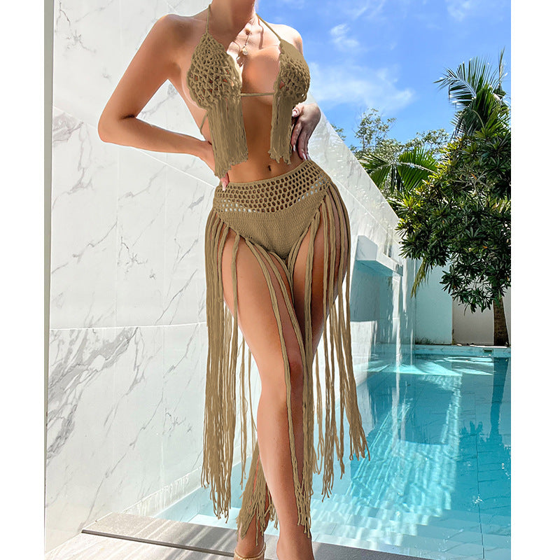 Seaside Stunner Two Piece Knit Crochet Bikini Set Sunset and Swim