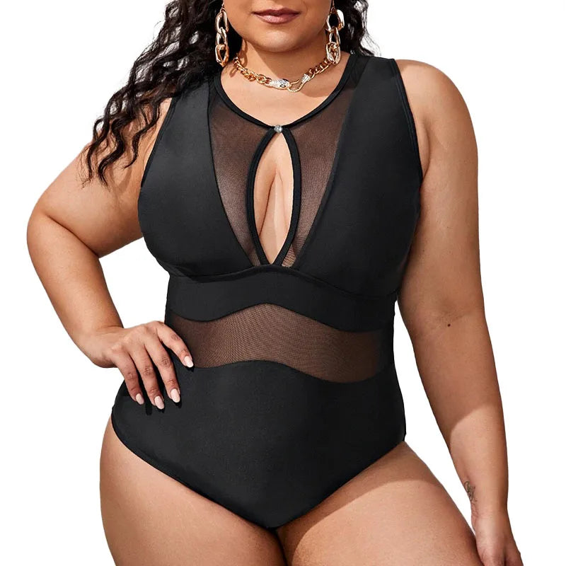 Sienna Mesh Plus Size Swimsuit  Sunset and Swim Black 1 XL 