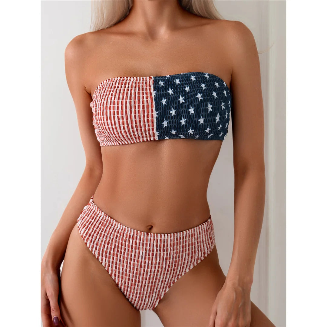 American Summer Bandeau Bikini Sunset and Swim   