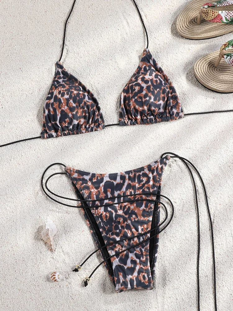 Wave Maker Triangle Bikini Sunset and Swim Leopard L 