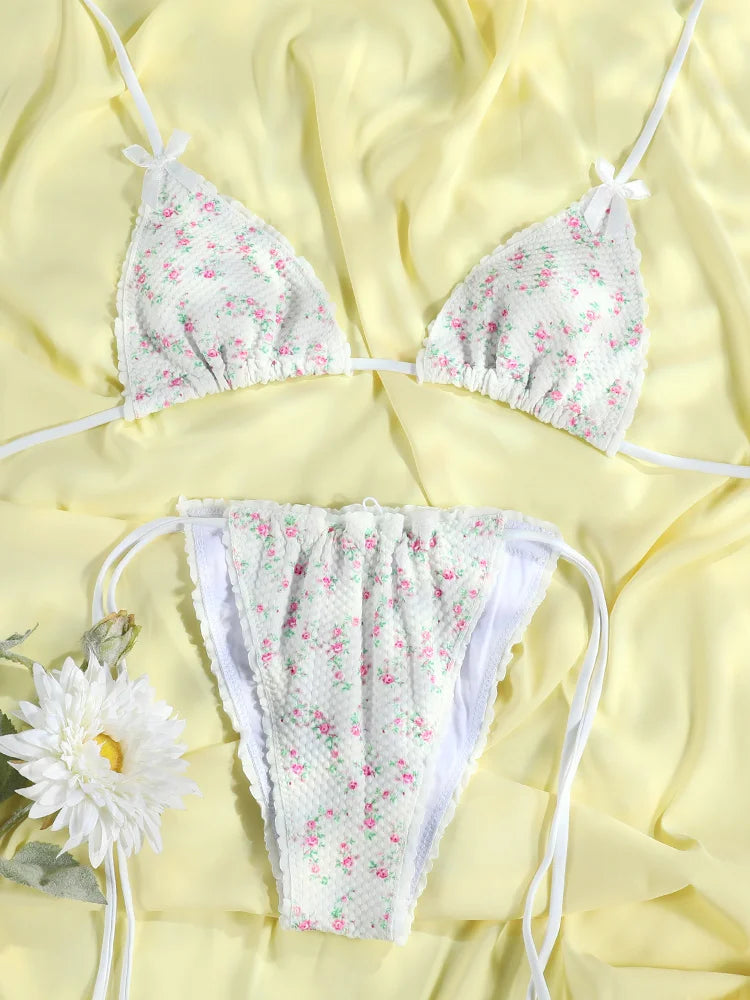 Blossom Delight Floral Bow Bikini Set Sunset and Swim   