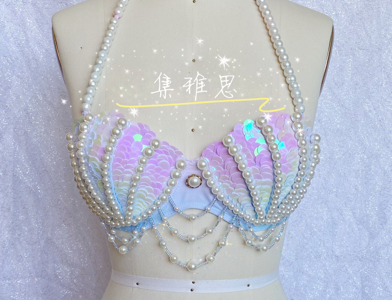 Oceanic Enchantment: Handmade Shell Mermaid Swimsuit Sunset and Swim   