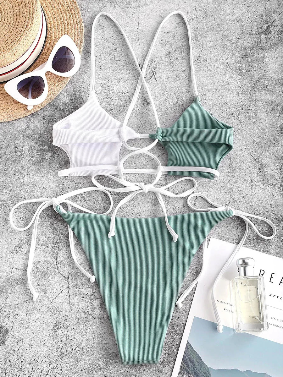 Stella Cut Out Side Tie Bikini Sunset and Swim   