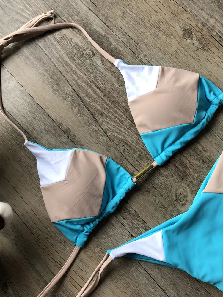 Coastal Colorblock Brazilian Bikini Set Sunset and Swim   