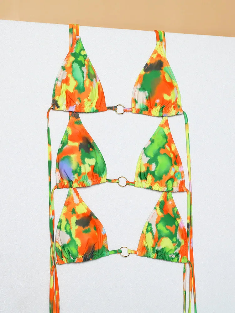 Exotic Sunset Triangle Chains Brazilian Bikini Sunset and Swim   