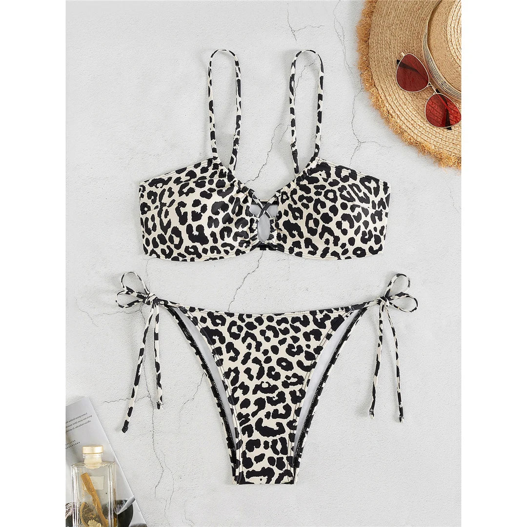 Savage Elegance Leopard Cut Out Bikini Set Sunset and Swim   