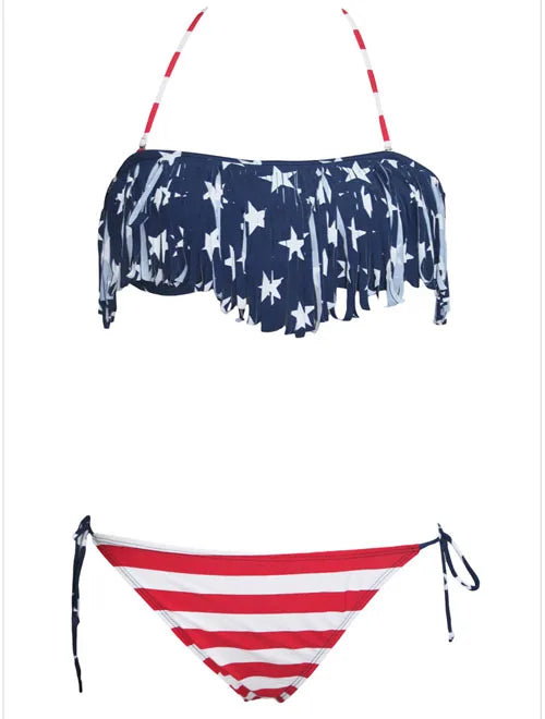 American Flag Tassel Bikini Sunset and Swim   