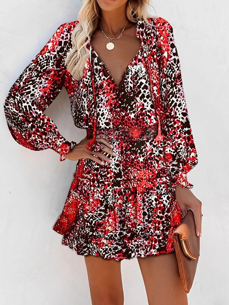 Radiant Ruffles Mini Dress Sunset and Swim Red S