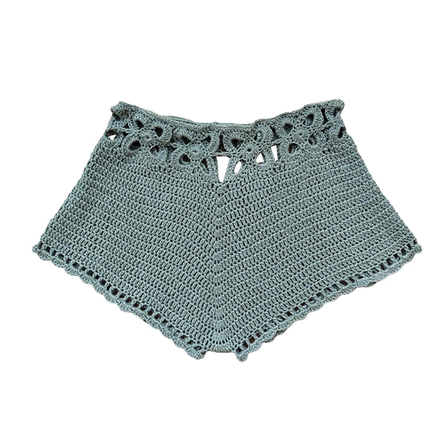 Moonlit Breeze Boho Crochet Shorts Sunset and Swim Army Green S 