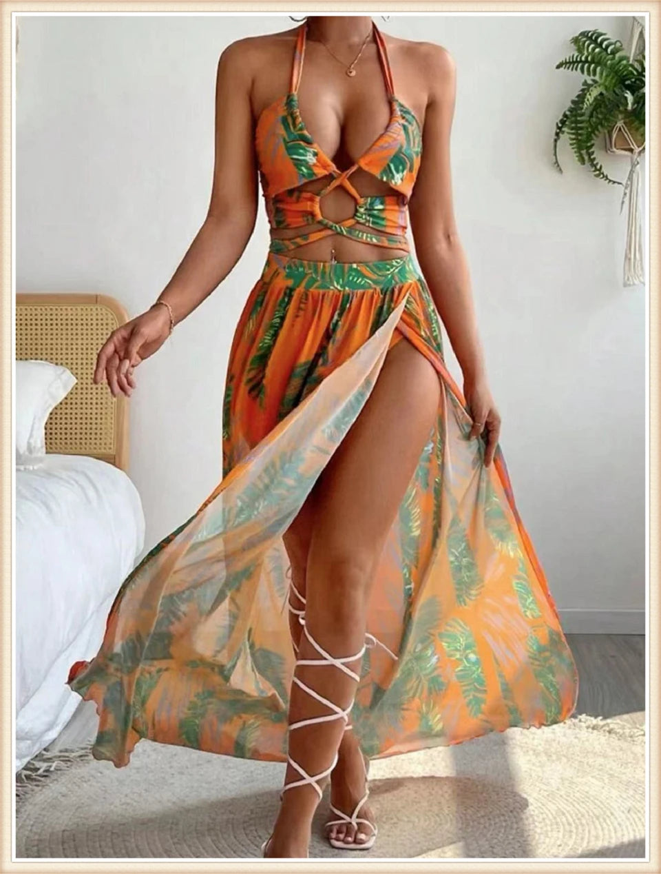 Bahamas Vacation 3 Piece Cover Up Skirt Set  Sunset and Swim   