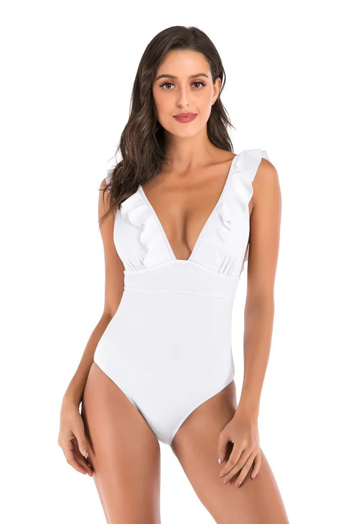 Women's Swimwear One Piece Women Tummy Control Swimsuit 2023 V Neck Sexy  Monokini Bodysuit Bathing Suit Summer Beach For Female Wear