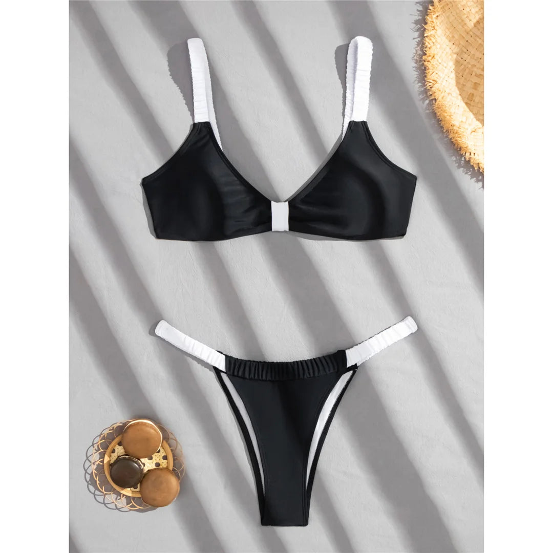 Monochrome Luxe Band Bikini Set Sunset and Swim   