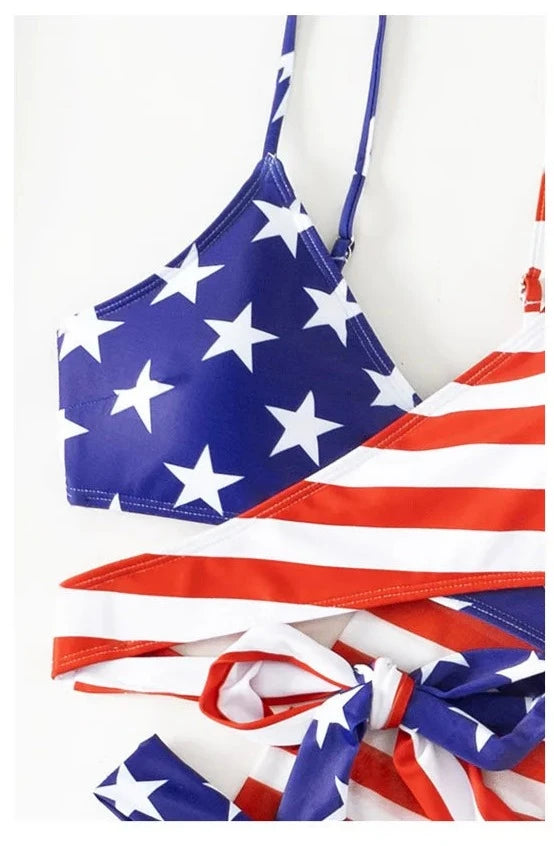 Freedom's Finest American Flag Bikini Set Sunset and Swim   