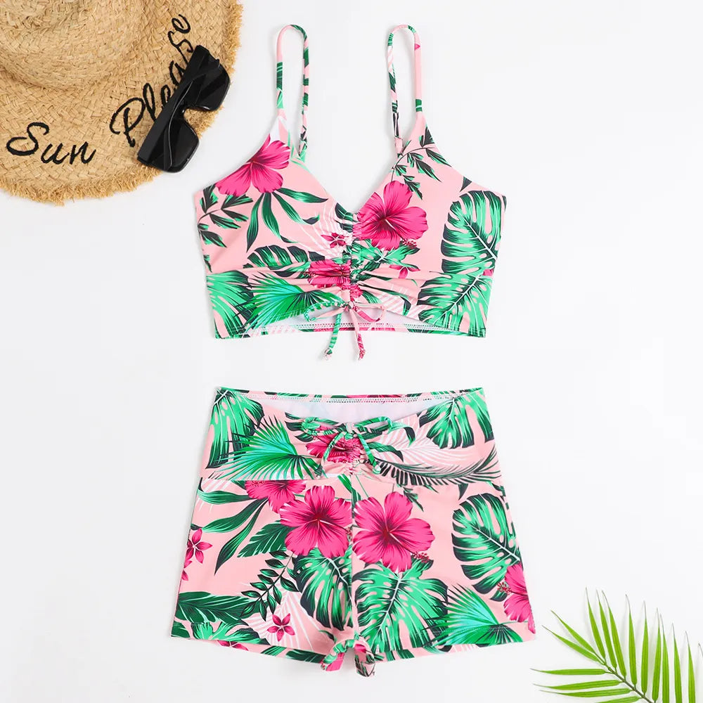 Ocean Breeze High Waist Bikini Set  Sunset and Swim Green/Pink S 