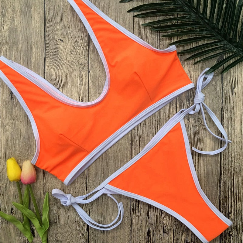 Breathless Solid Thong Bikini Set  Sunset and Swim   