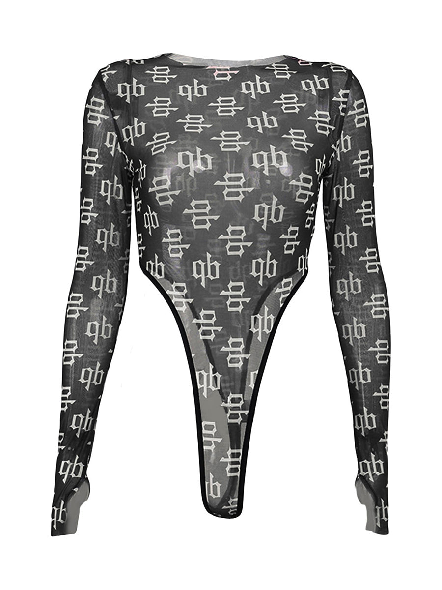 Femme Fatale Long Sleeve Extreme High Cut Thong Bodysuit  Sunset and Swim   