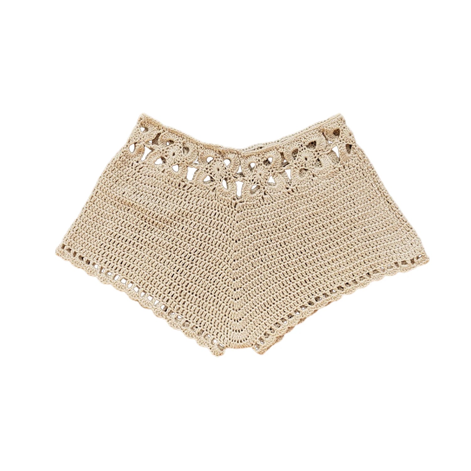 Moonlit Breeze Boho Crochet Shorts Sunset and Swim Beige S 