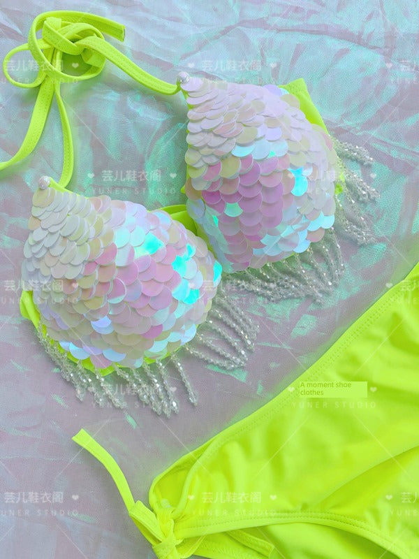 Sea Siren Pearl Sparkle Mermaid Bikini  Sunset and Swim Fluorescent White 185/96A 