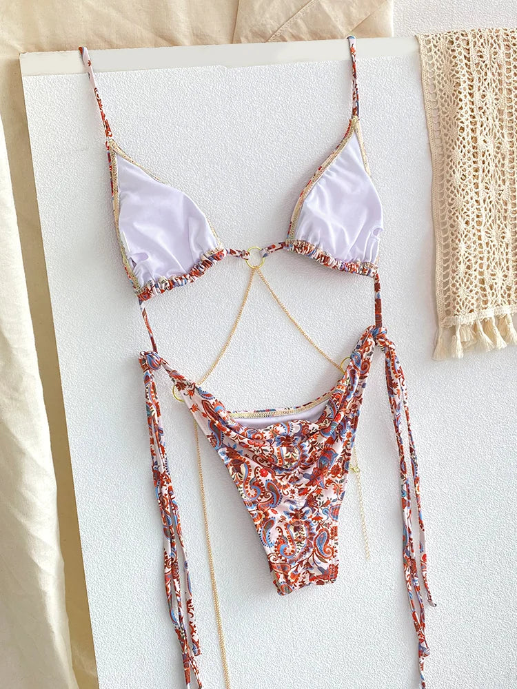 Exotic Sunset Triangle Chains Brazilian Bikini Sunset and Swim   