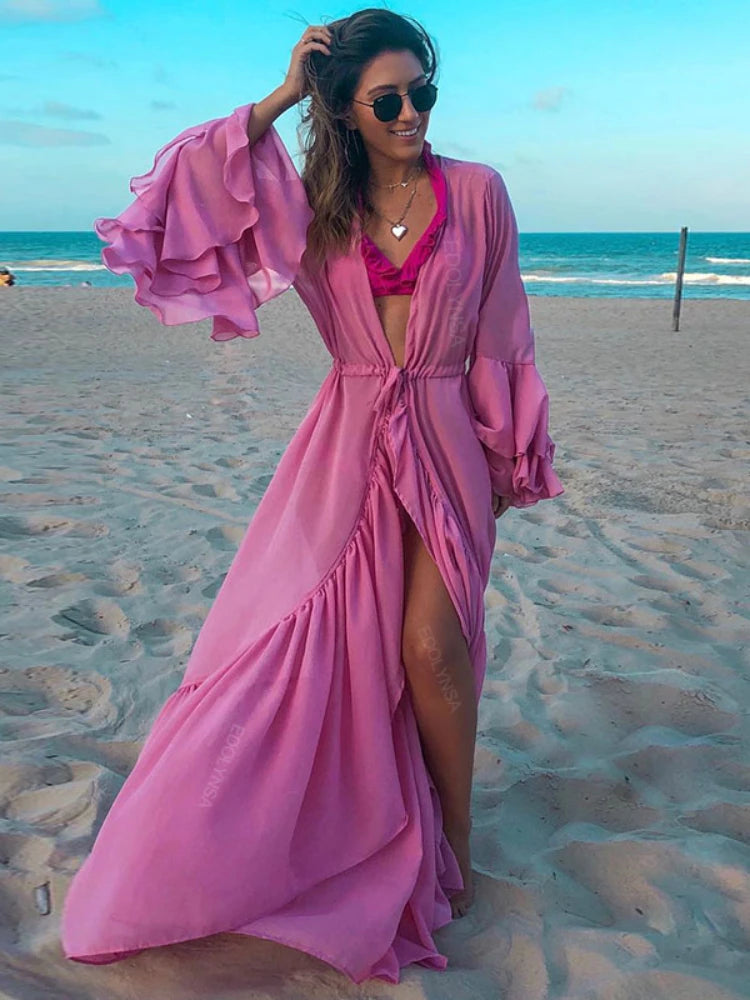 Caribbean Vacation Bikini Cover-up Long Tunic Sunset and Swim   