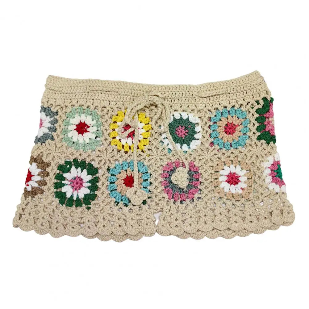 Boho Bloom Crochet Shorts Sunset and Swim Apricot S 