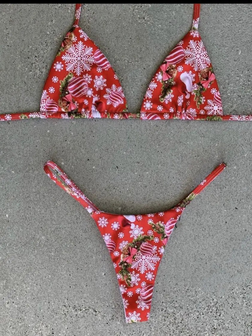 Christmas Micro Thong Bikini Sunset and Swim