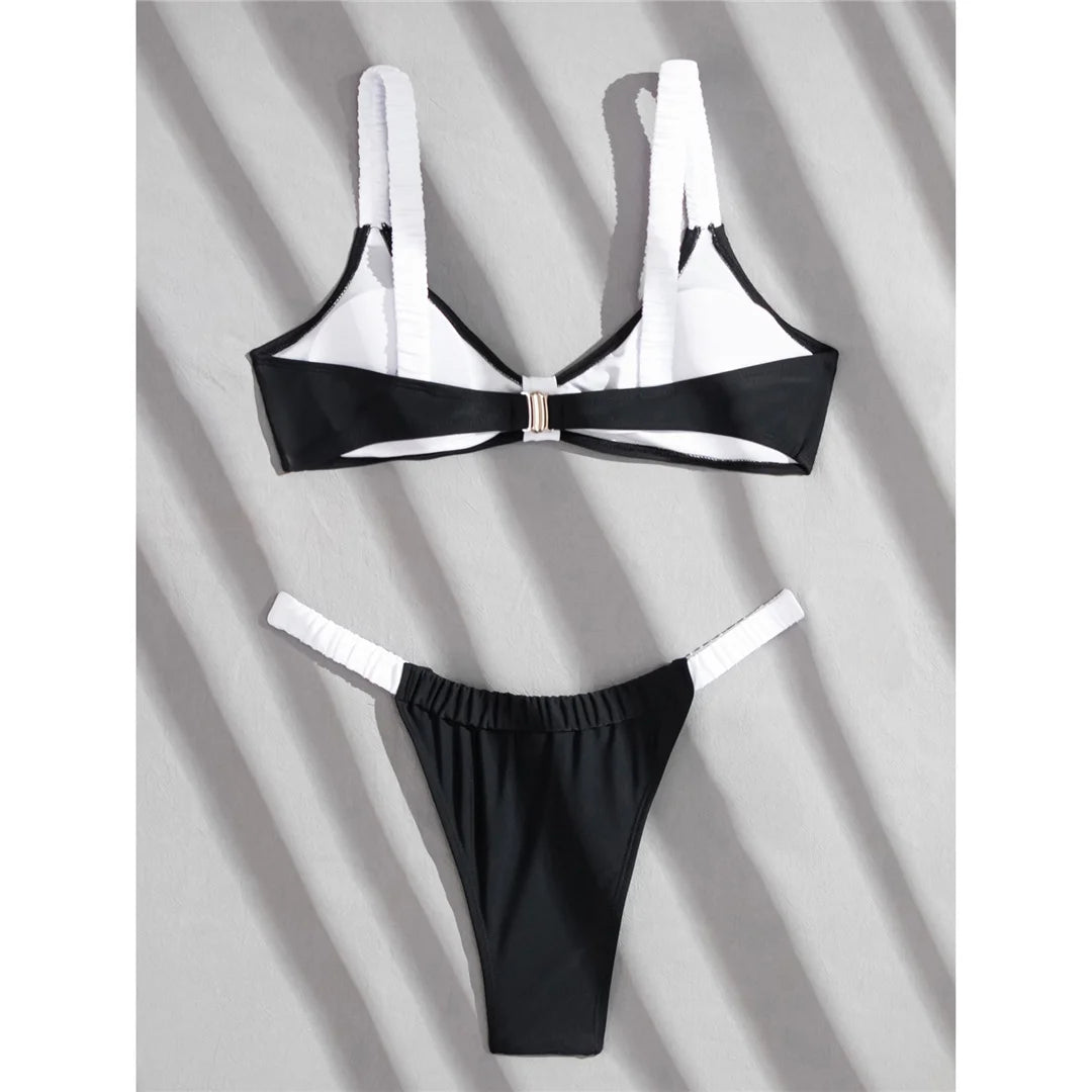 Monochrome Luxe Band Bikini Set Sunset and Swim   