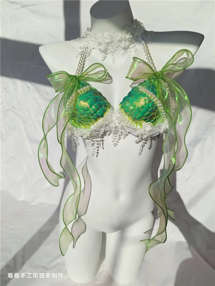 Fantasy Tide Mermaid Bikini Luxe Top Sunset and Swim Green 2 S