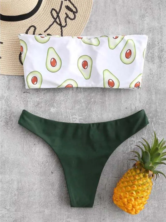 For the Love of Avocados Bandeau Bikini