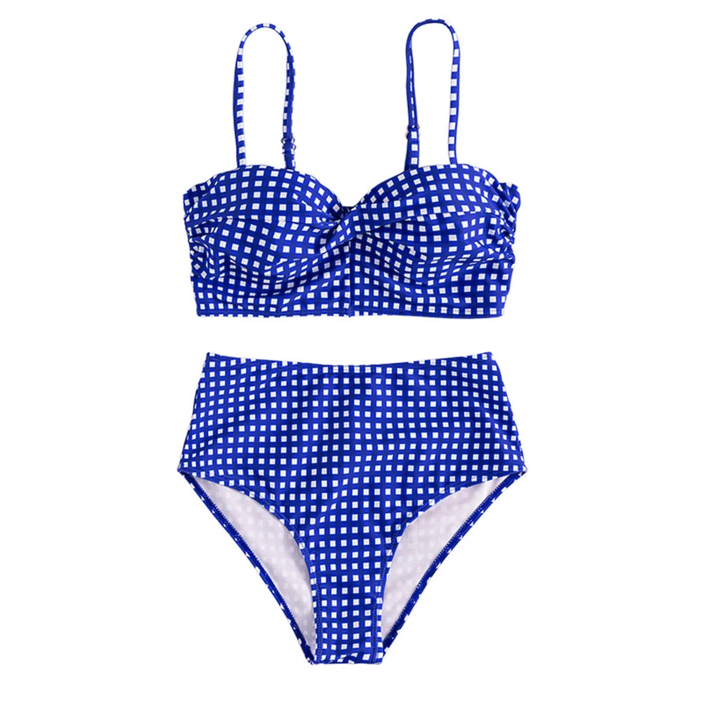 Confident Coastline Plaid High Waist Bikini Sunset and Swim