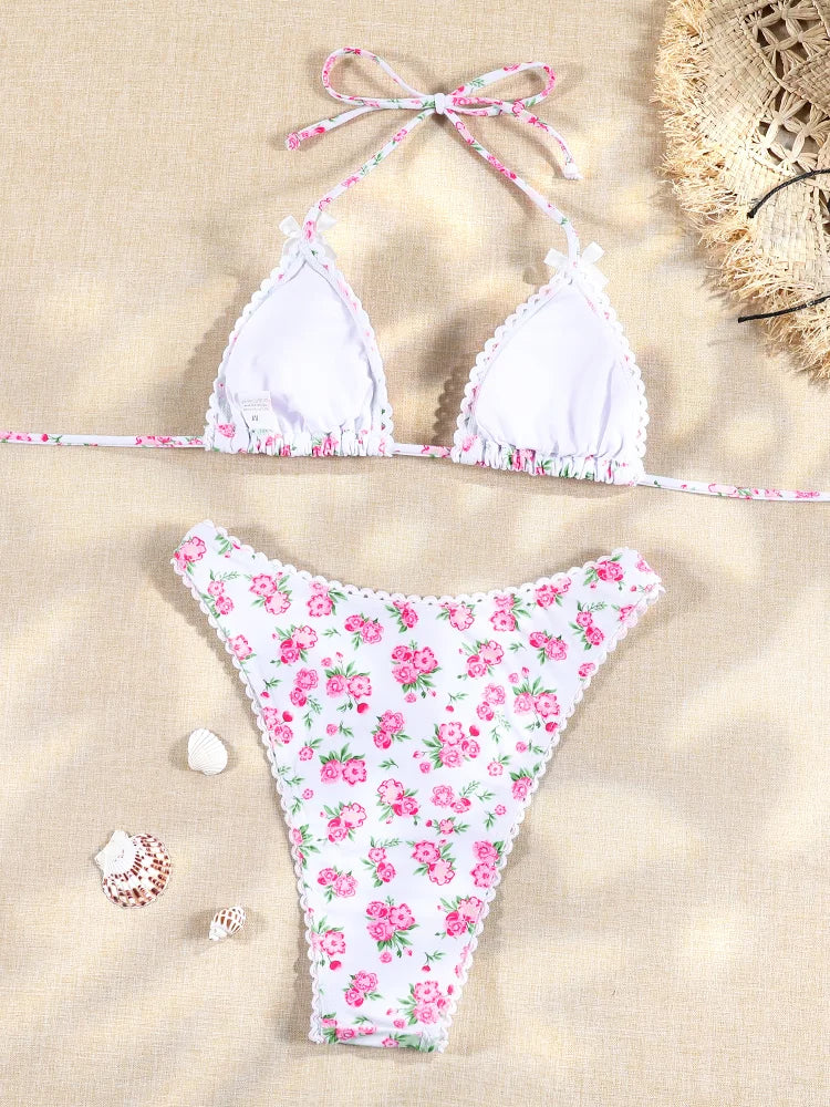 Blossom Delight Floral Bow Bikini Set Sunset and Swim   