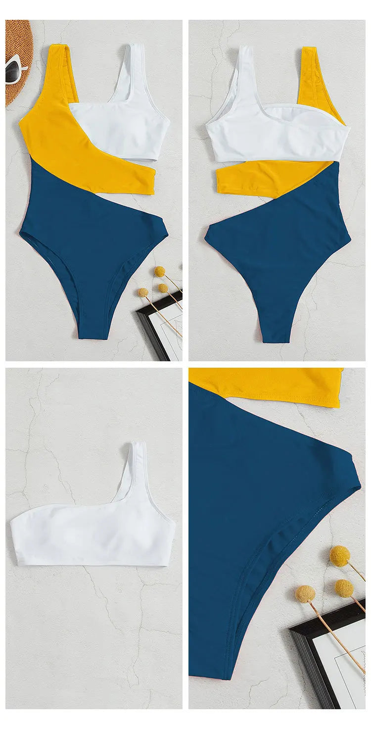 Celine Cut Out Color Block Swimsuit Sunset and Swim   
