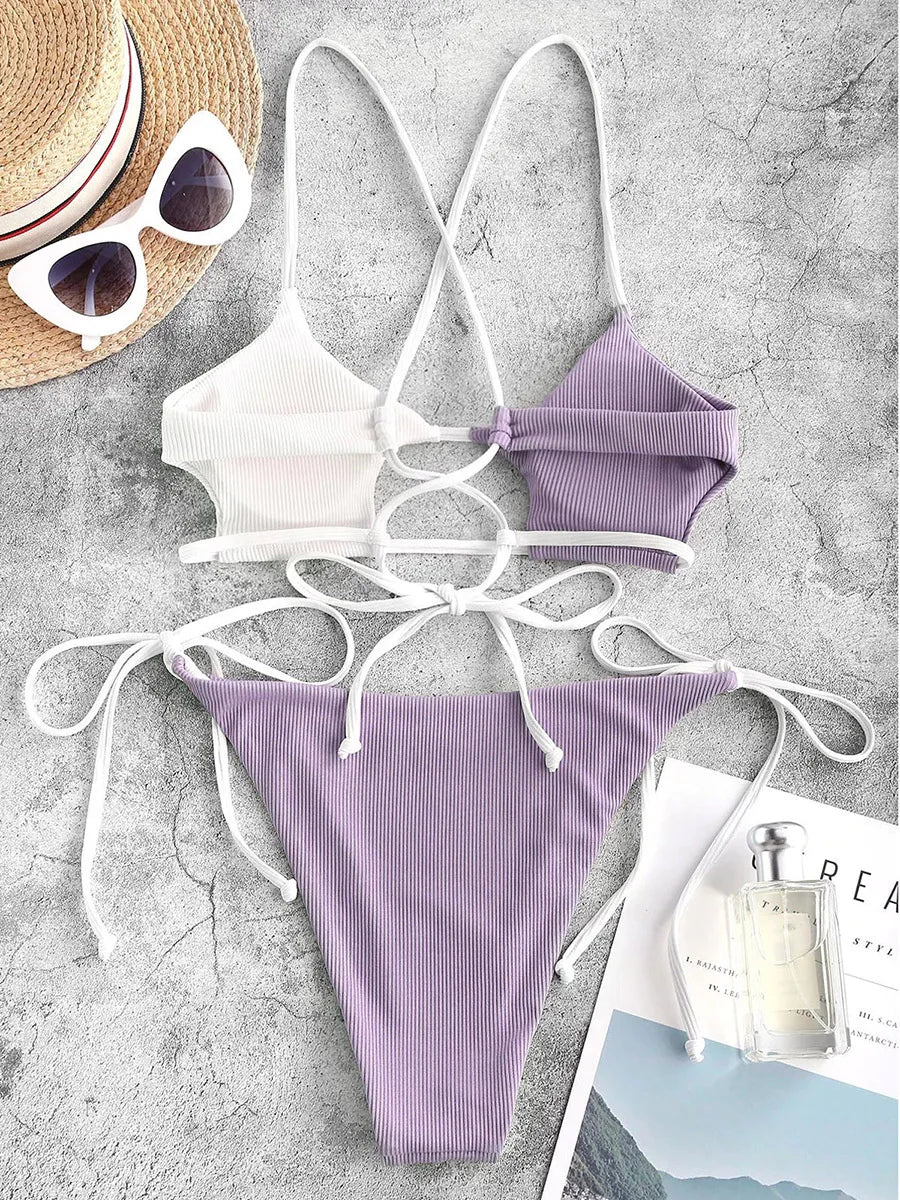 Stella Cut Out Side Tie Bikini Sunset and Swim   