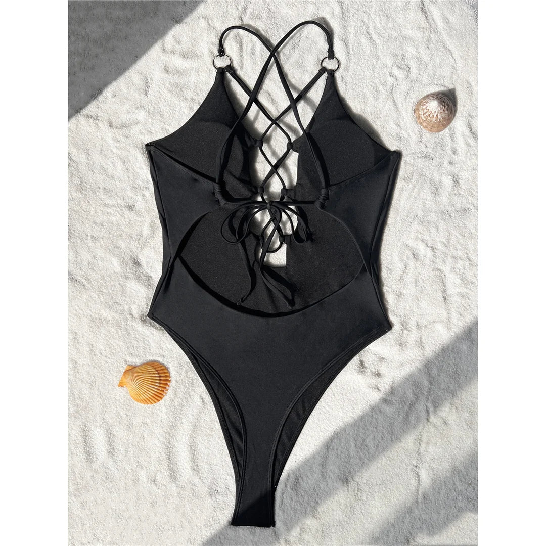 Oceanbound Strappy Cut Out One Piece Swimsuit Sunset and Swim   