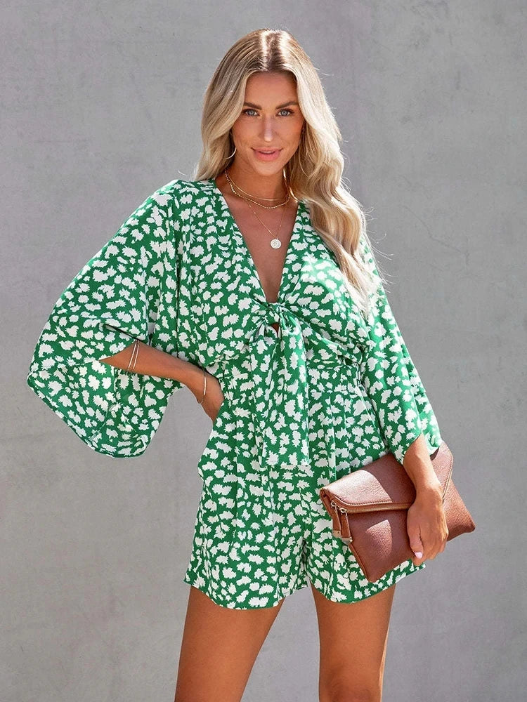 Sunset Strolls Tie-Front Romper