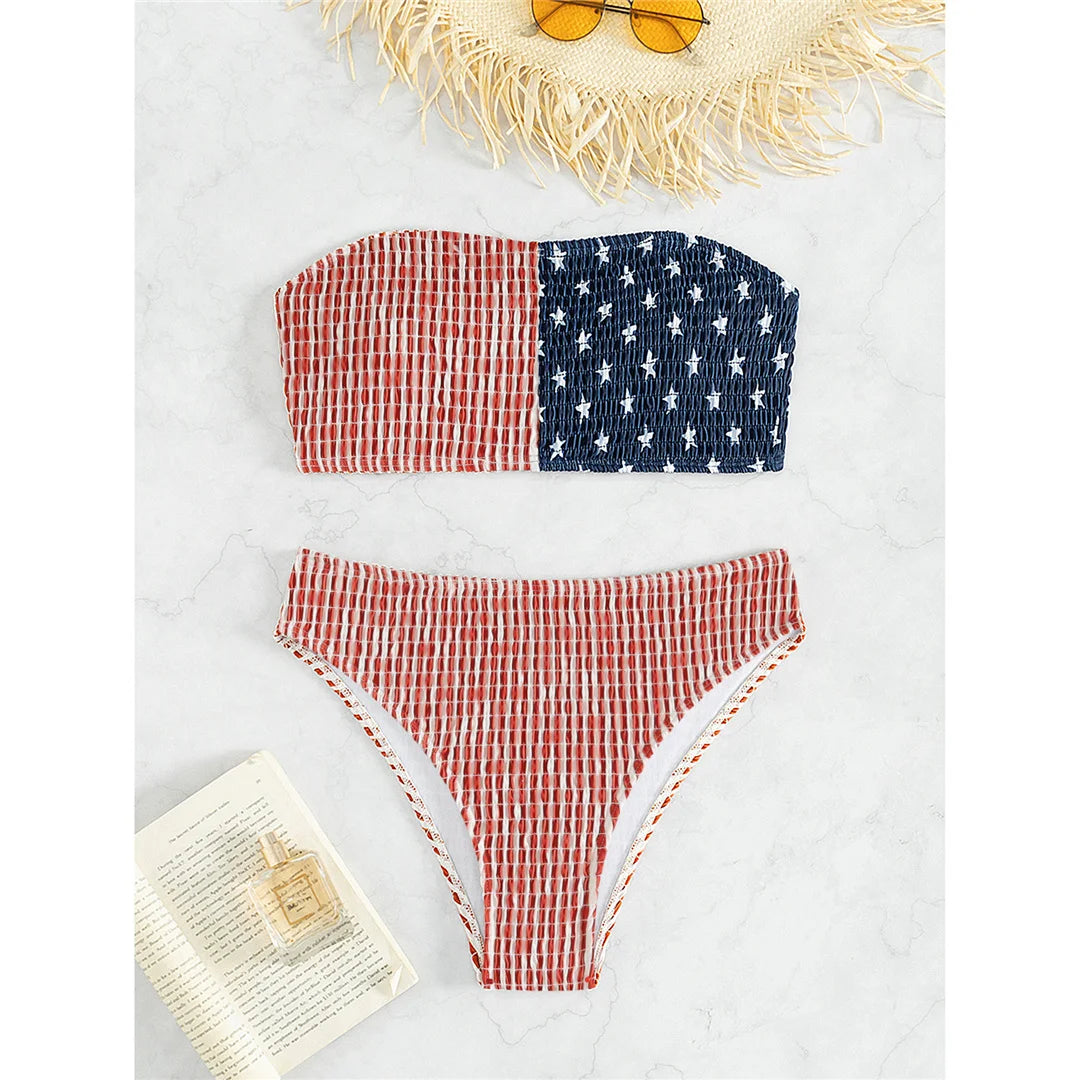 American Summer Bandeau Bikini Sunset and Swim   