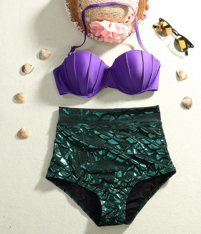 Princess of the Sea Plus Size Mermaid High Waist Bikini  Sunset and Swim   