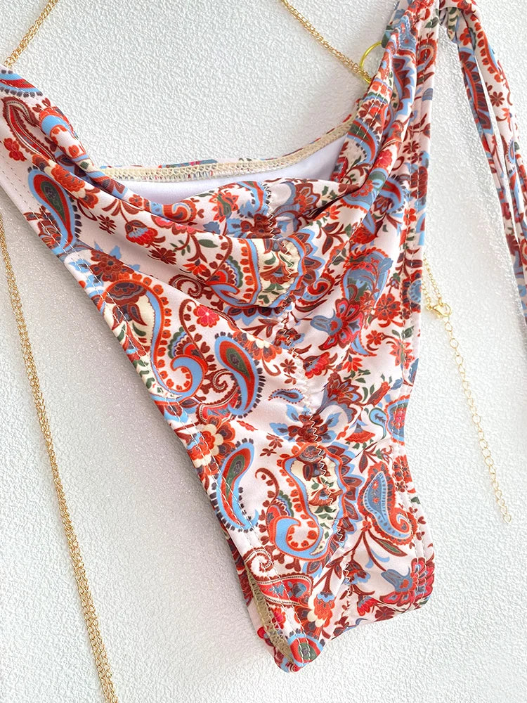 Exotic Sunset Triangle Chains Brazilian Bikini Sunset and Swim   