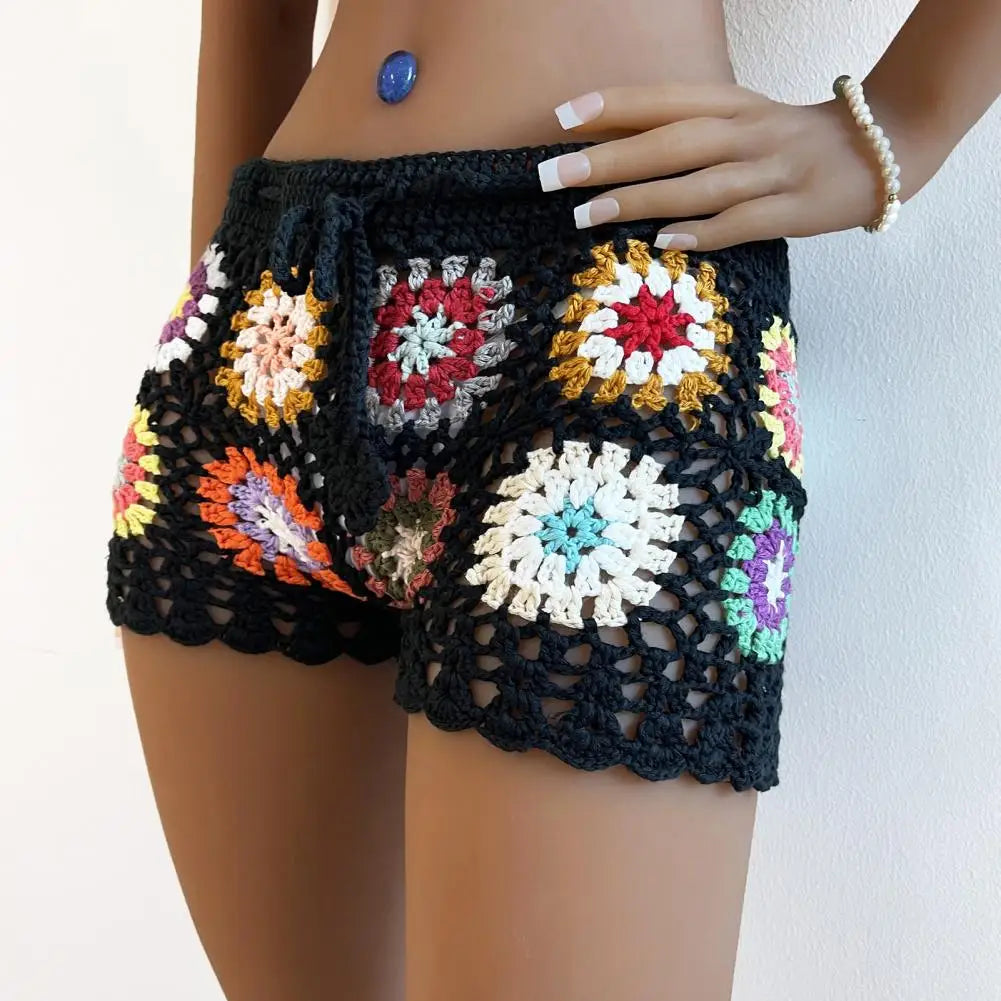 Boho Bloom Crochet Shorts Sunset and Swim   