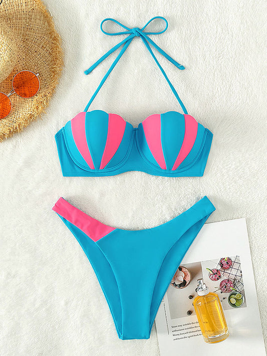Mermaid Color block Bikini  Sunset and Swim Pink/Turquoise S 