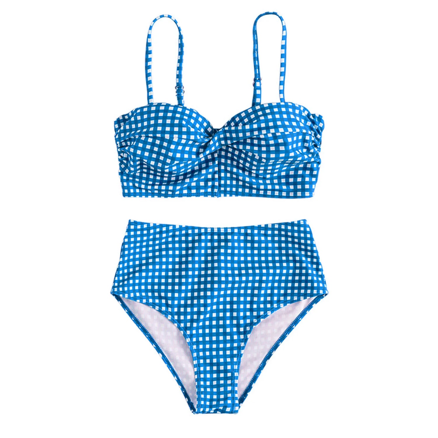 Confident Coastline Plaid High Waist Bikini Sunset and Swim