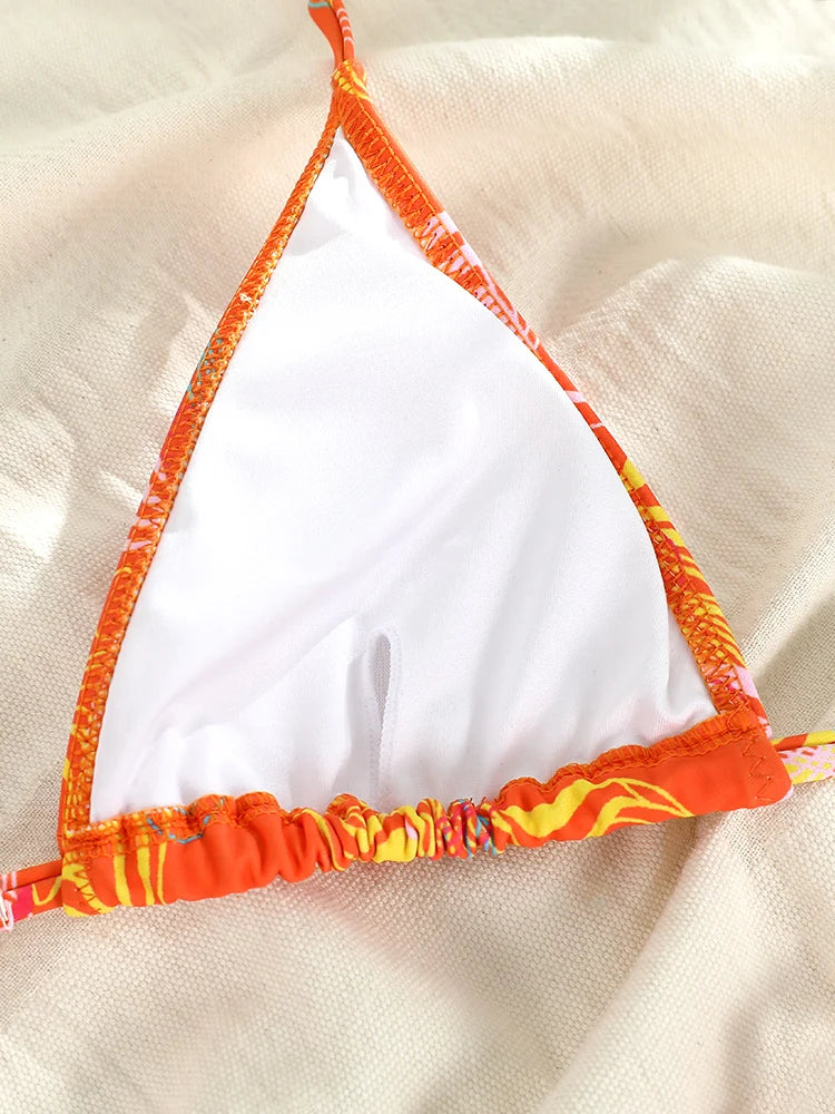 Exotic Sunset Triangle Chains Brazilian Bikini Sunset and Swim   