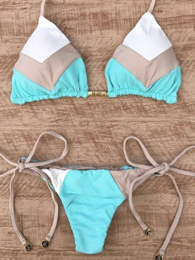 Coastal Colorblock Brazilian Bikini Set Sunset and Swim   