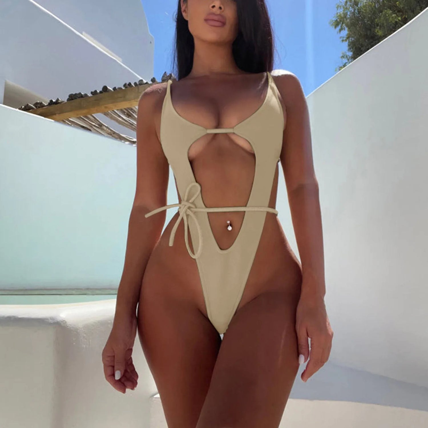 Ibiza High Cut Cut Out Swimsuit Sunset and Swim