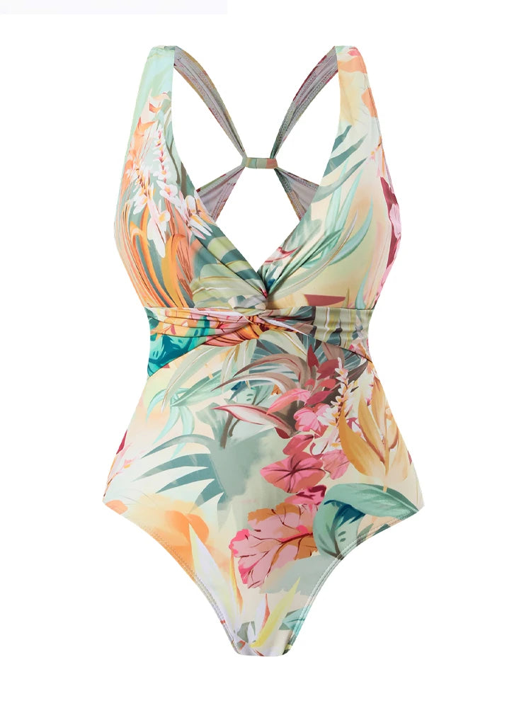 Tropical Oasis Full Coverage One-Piece Swimsuit Sunset and Swim Mint/Mixed S 