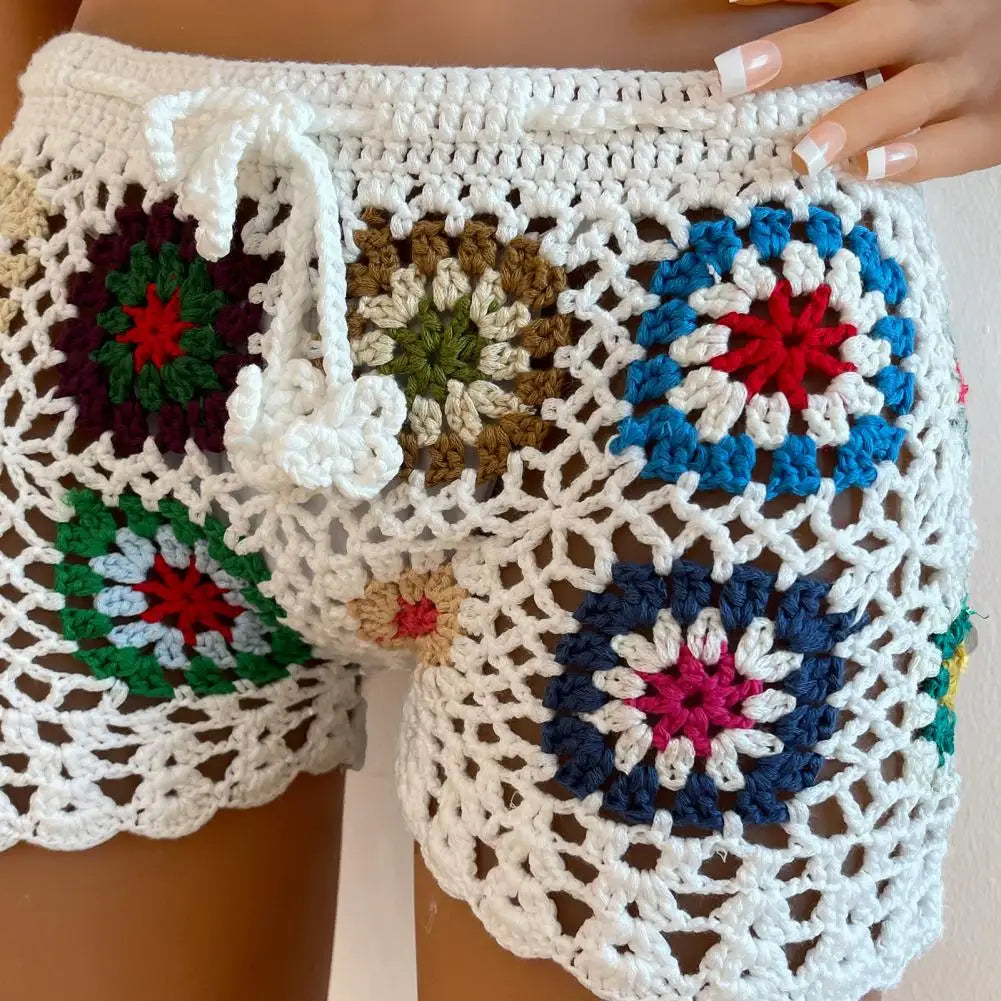 Boho Bloom Crochet Shorts Sunset and Swim   