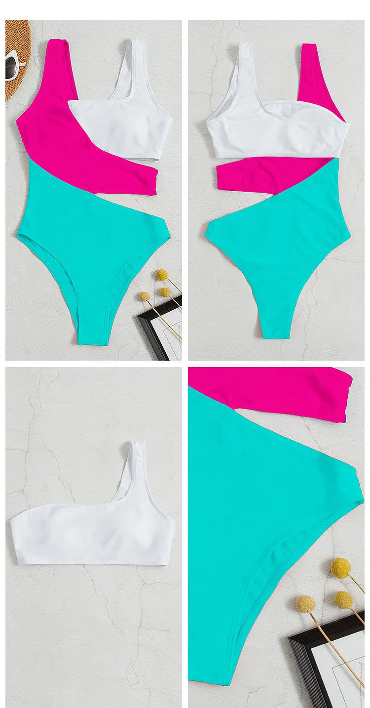 Celine Cut Out Color Block Swimsuit Sunset and Swim   