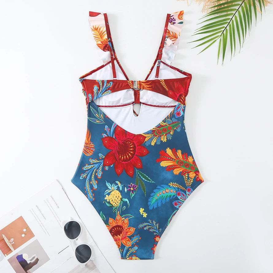 Tropical Oasis Full Coverage One-Piece Swimsuit Sunset and Swim   