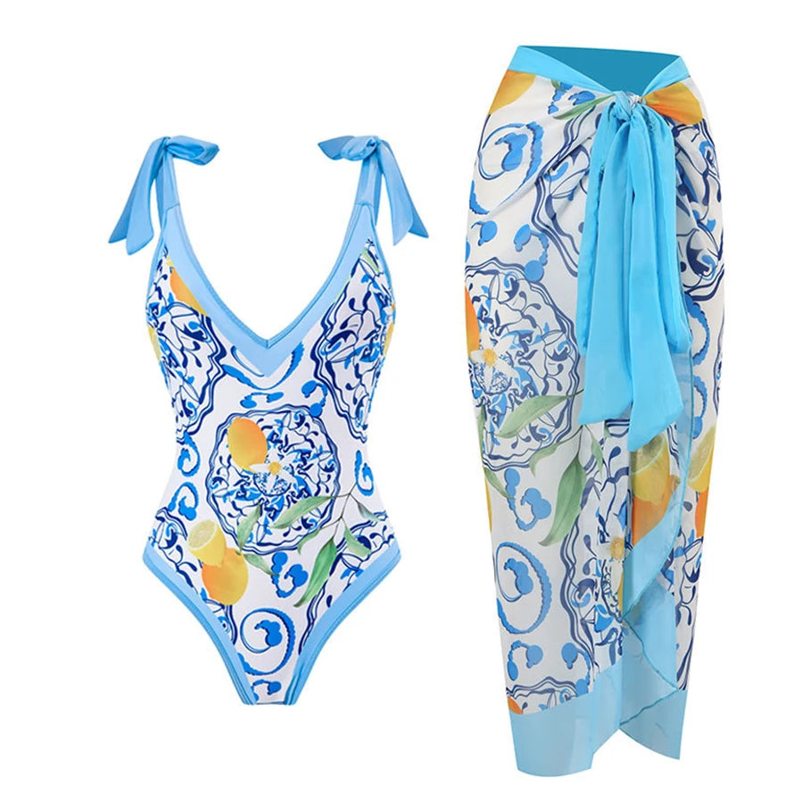 Tropical Oasis Full Coverage One-Piece Swimsuit Sunset and Swim   