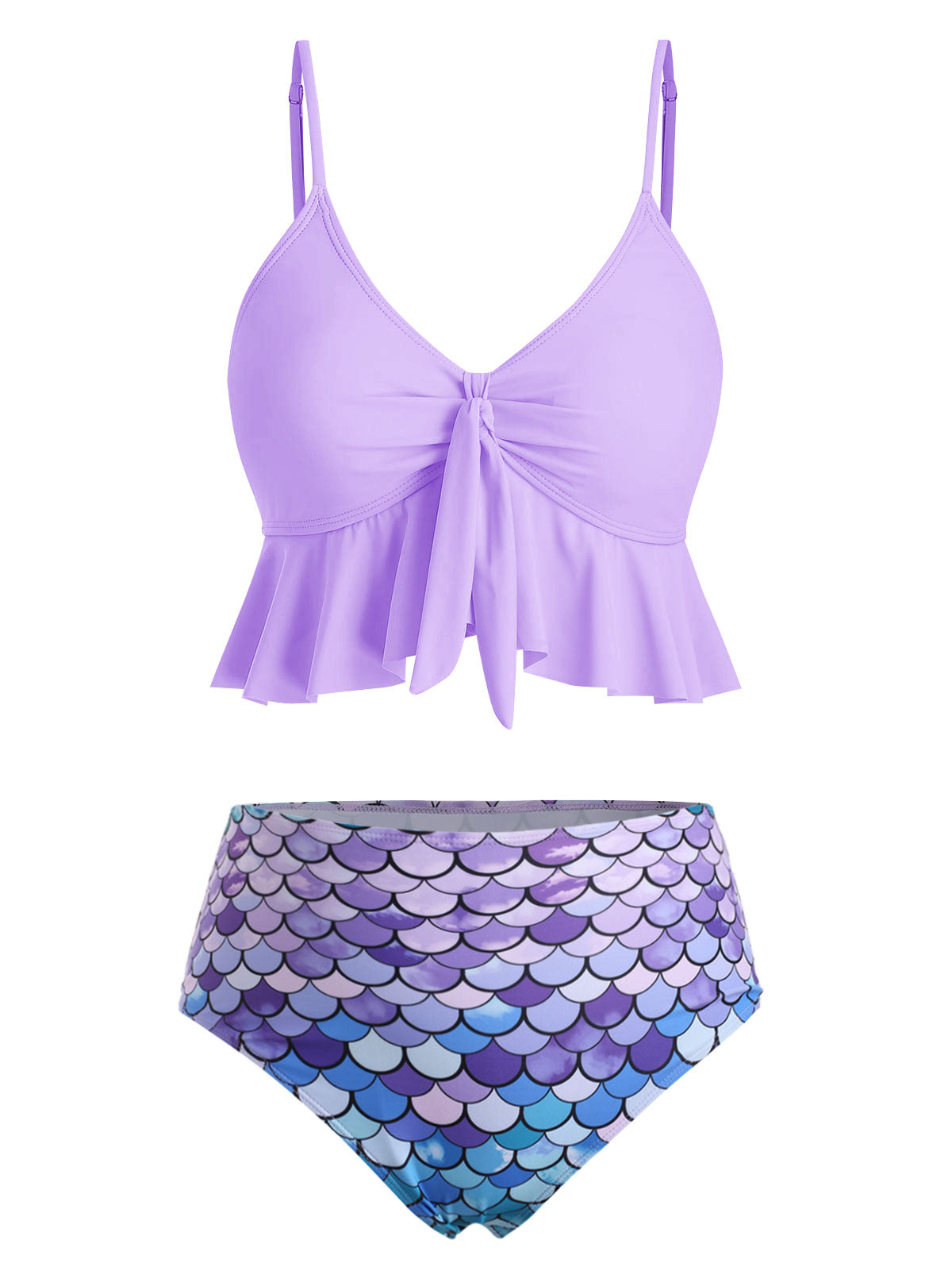 Aqua Luxe Tankini Mermaid Bikini Set  Sunset and Swim Purple S 